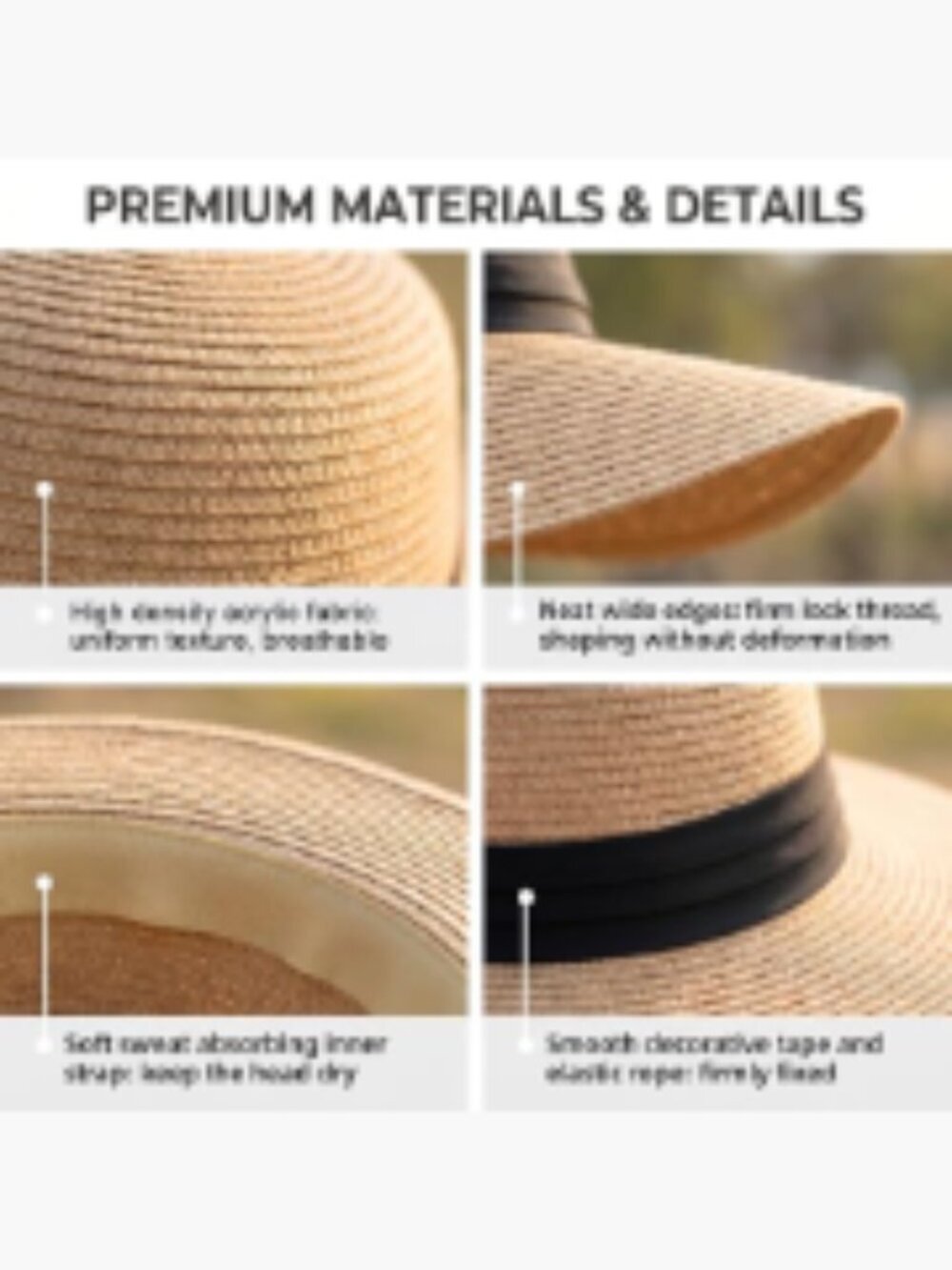 Foldable Wide Brim Straw Sun Hat for Beach Vacation - Picture 3 of 7